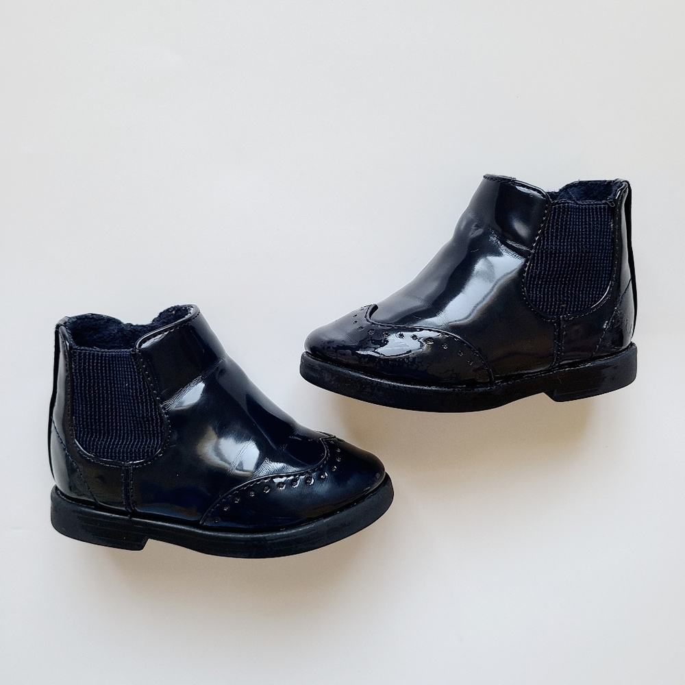 Zara Navy Patent Boots